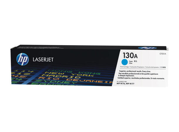 Toner HP 130A CF351A cyan Kapasitet 1000 sider v/5% dekning. 
